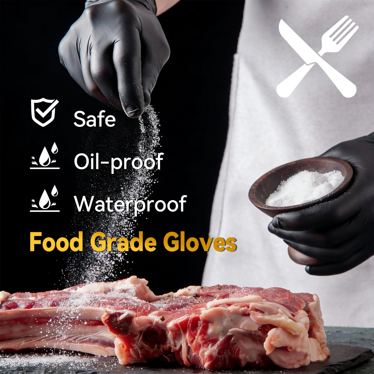 KLIZZA Black Disposable Nitrile Gloves for Food Automotive & Cleaning Use