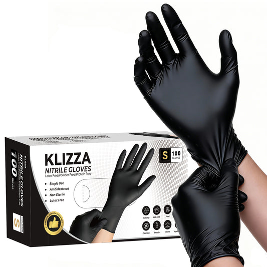 KLIZZA Black Disposable Nitrile Gloves