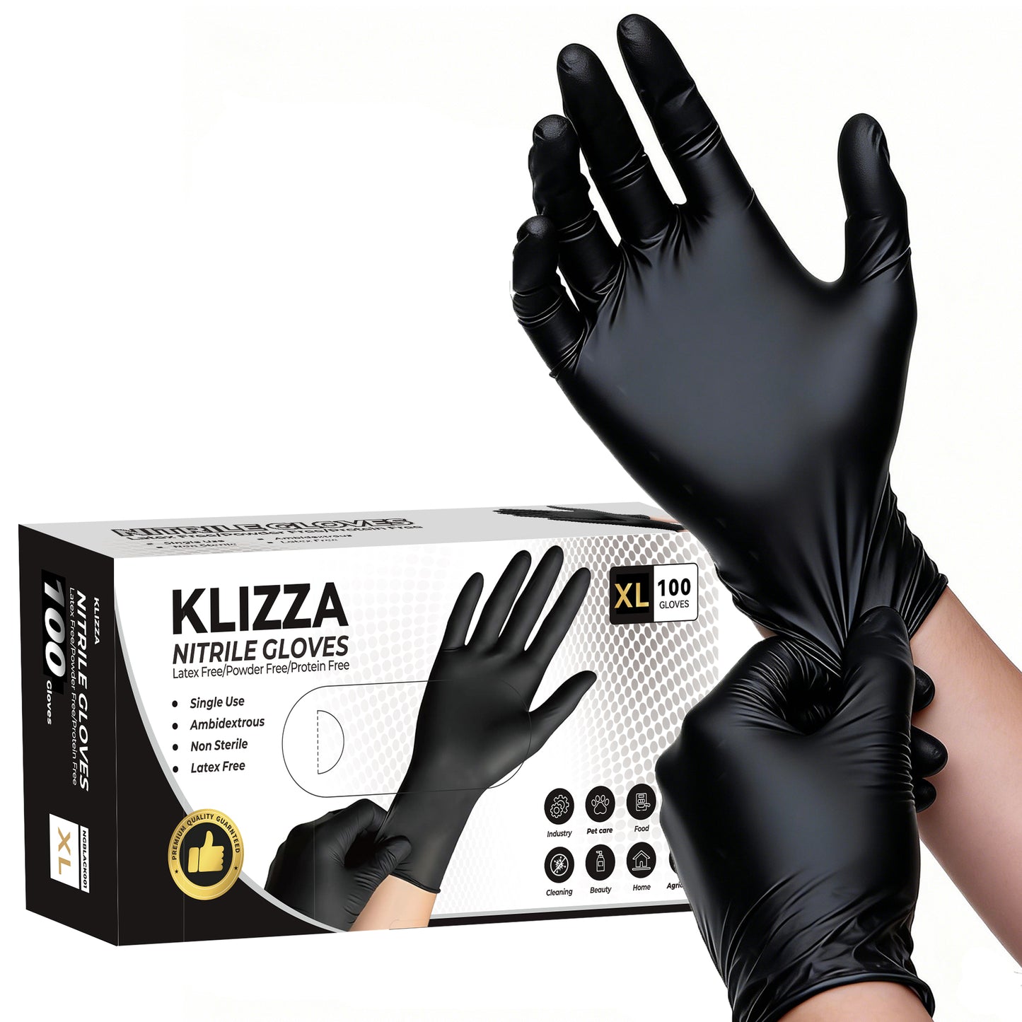 KLIZZA Black Disposable Nitrile Gloves